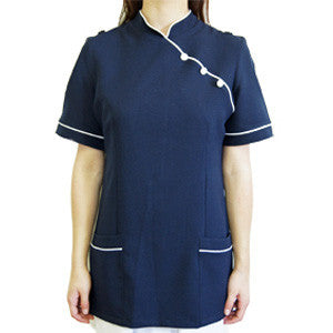 Chinese Collar Top - Navy/White (We do not keep stock of all sizes)
