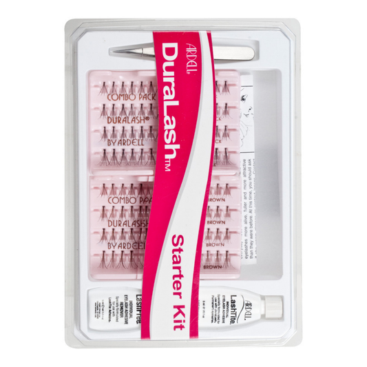Ablez Duralash Starter Kit in a clear plastic clamshell package, containing false eyelash clusters, adhesive, and a spoolie tool.