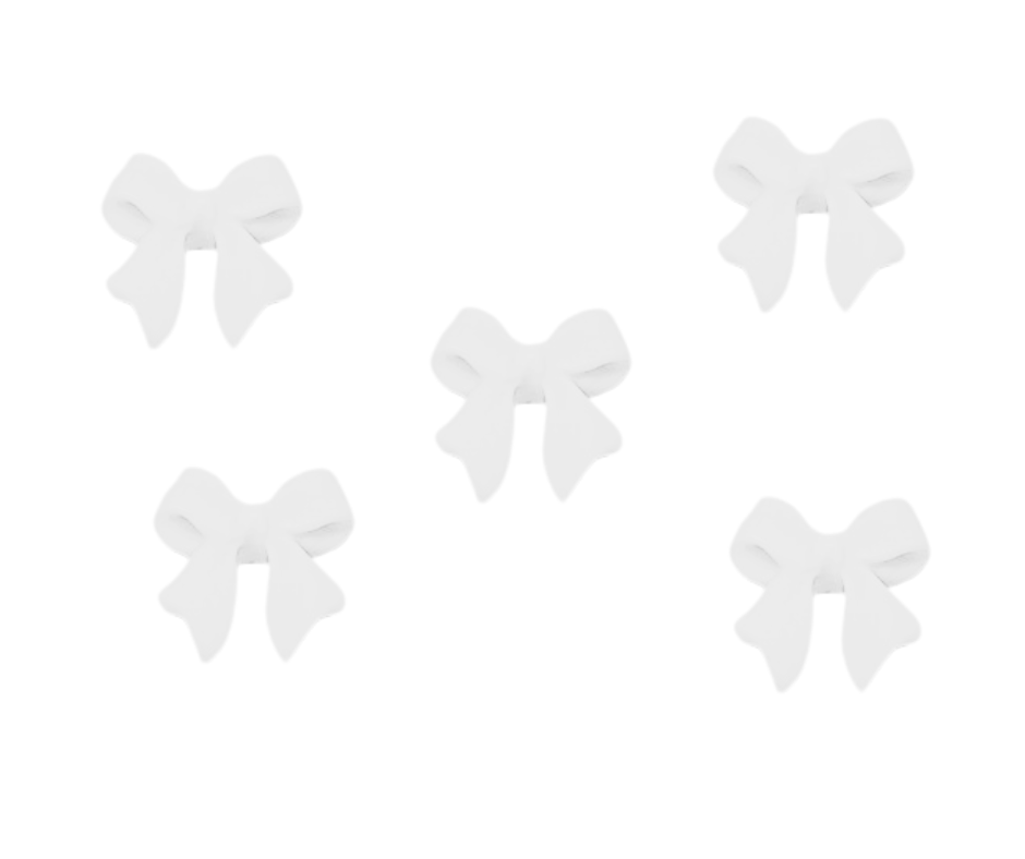 3D White Nail Art Bows