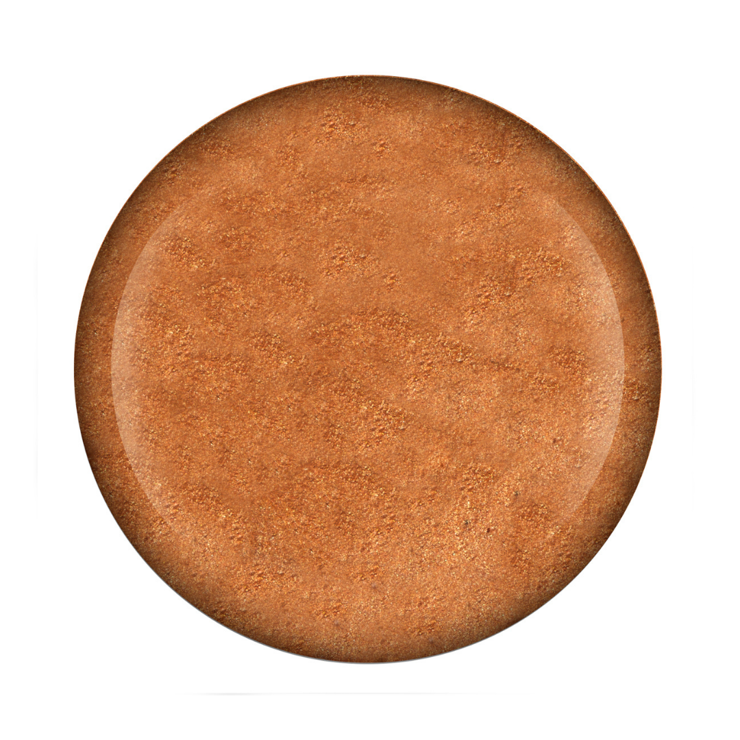 A circular Supernail Nail Gel swatch of warm coppery brown cosmetic cream or powder, shown on a plain white background.