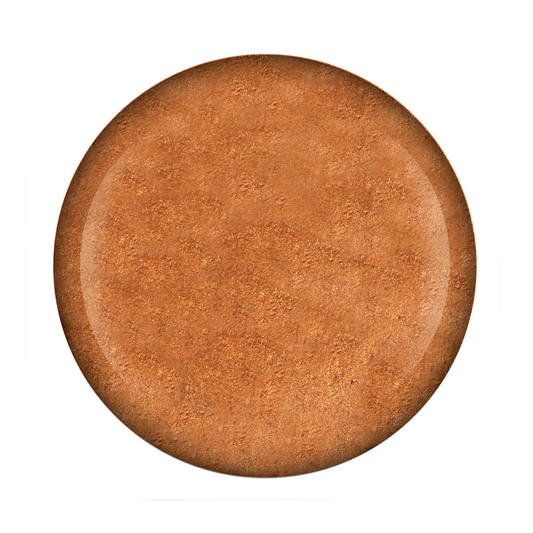 A circular Supernail Nail Gel swatch of warm coppery brown cosmetic cream or powder, shown on a plain white background.