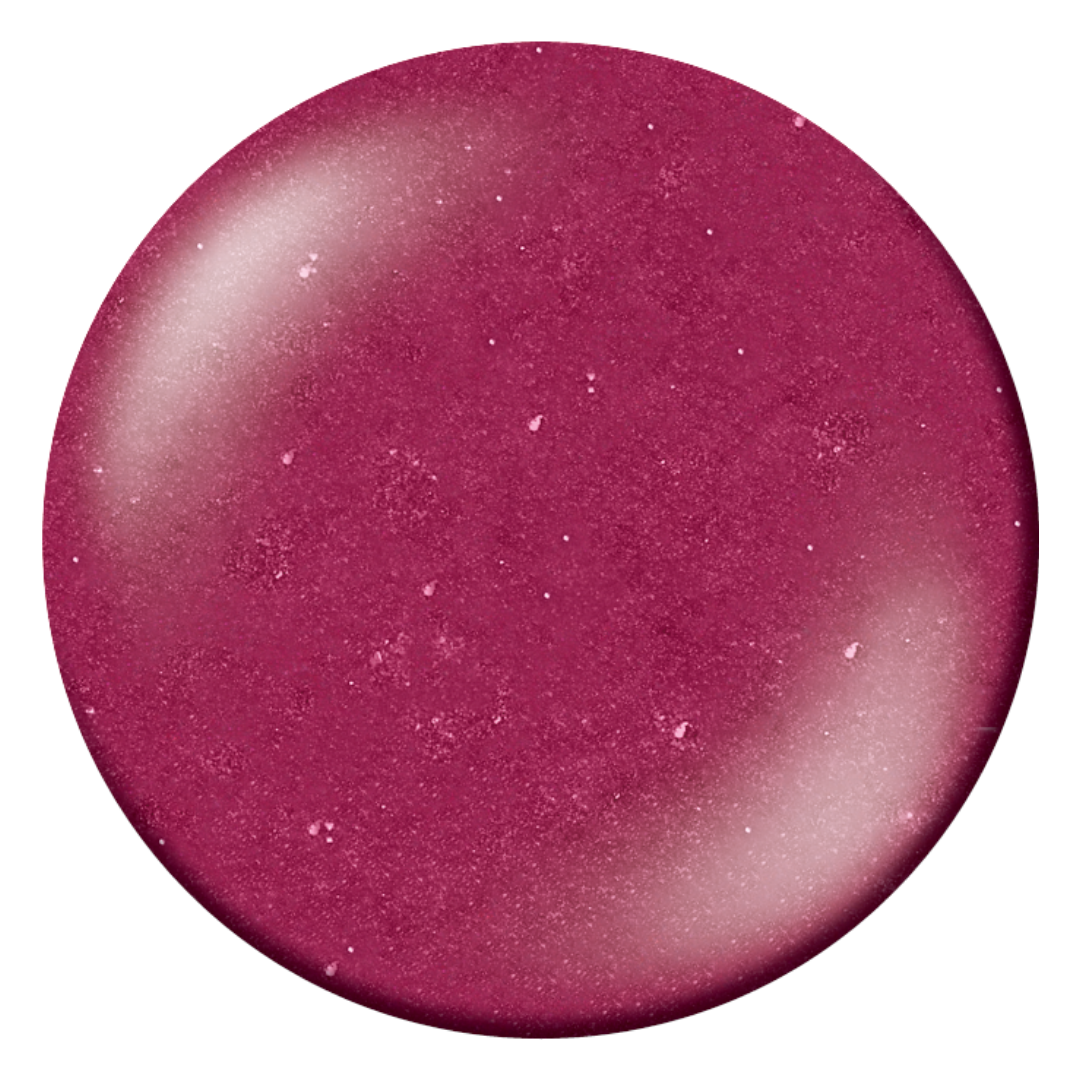 A circular Supernail Nail Gel color swatch of sparkling magenta-purple nail polish with fine glitter, shown on a solid white background.
