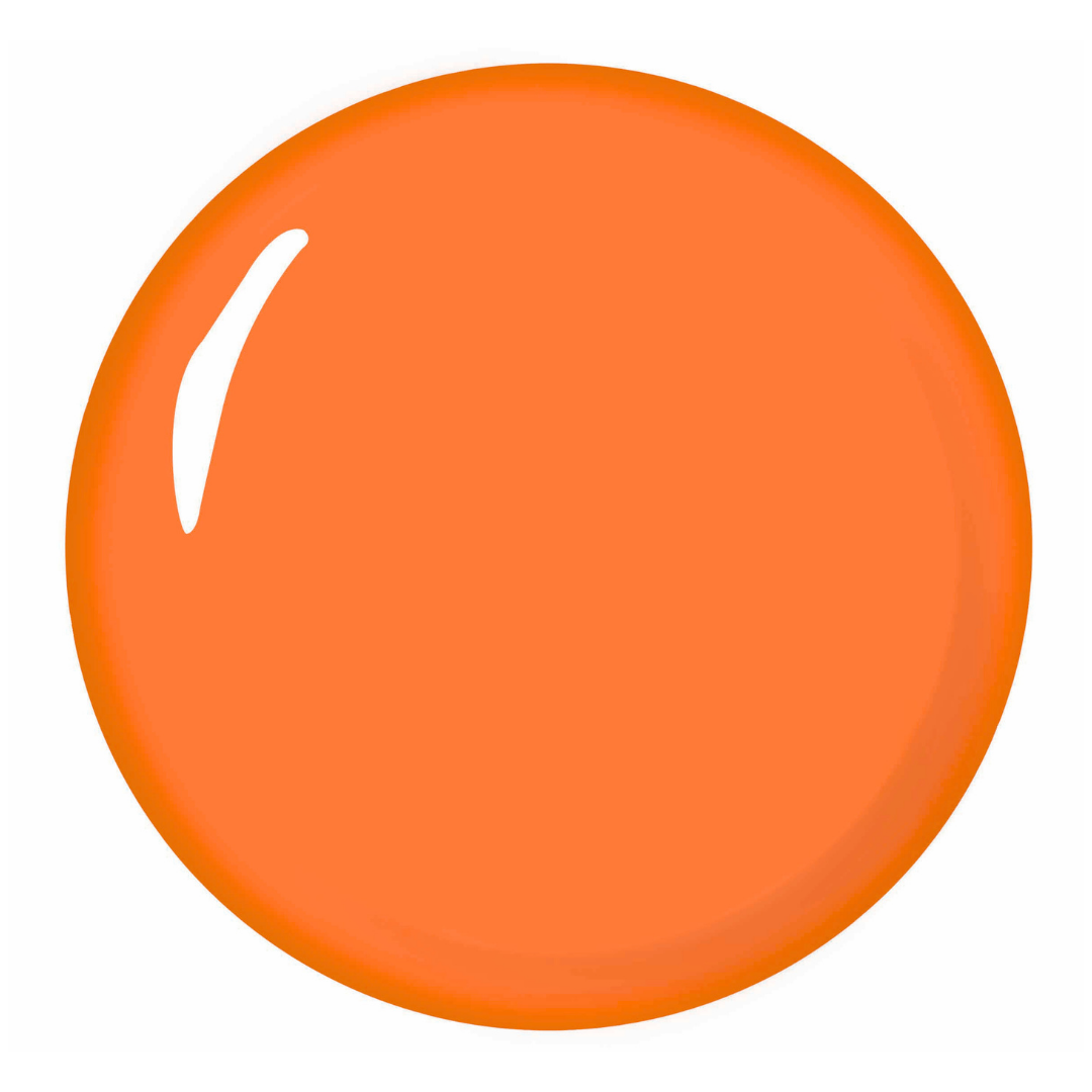 A glossy, smooth orange circular Supernail acrylic powder color swatch on a solid white background.