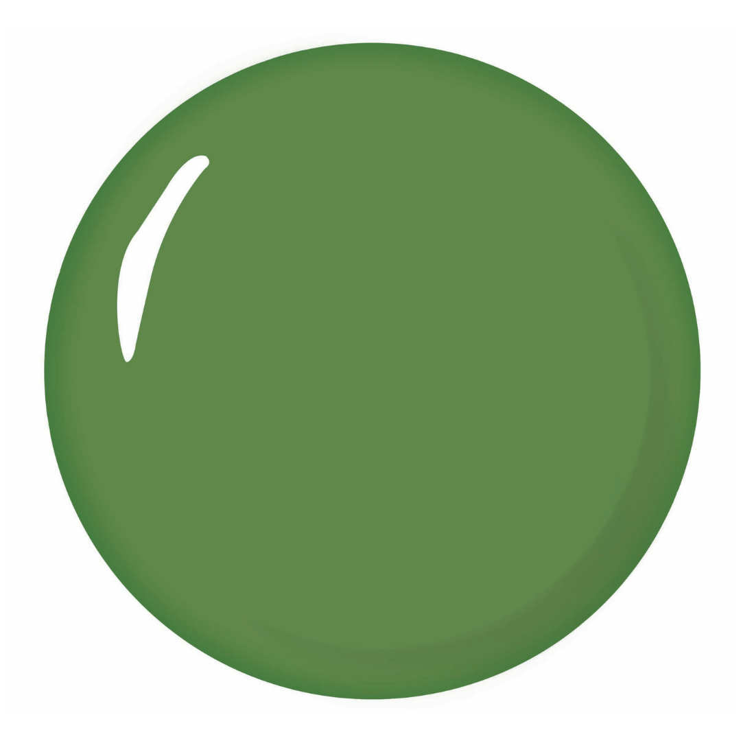 A glossy, rounded Supernail acrylic powder green color swatch with a subtle white highlight on a plain white background.