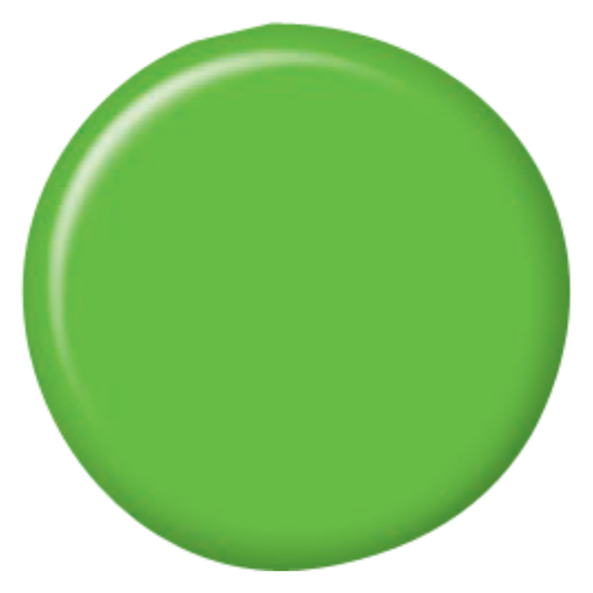 A bright lime green circular Supernail acrylic powder color swatch with a glossy finish on a white background.