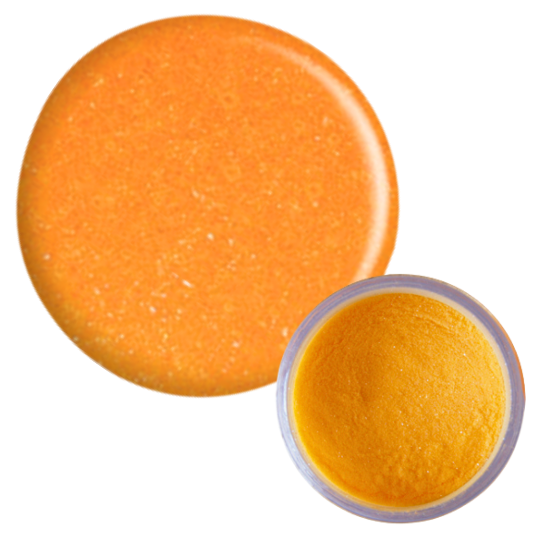 An orange Supernail acrylic powder shown as a large circular smear and a small round container on a plain white background.