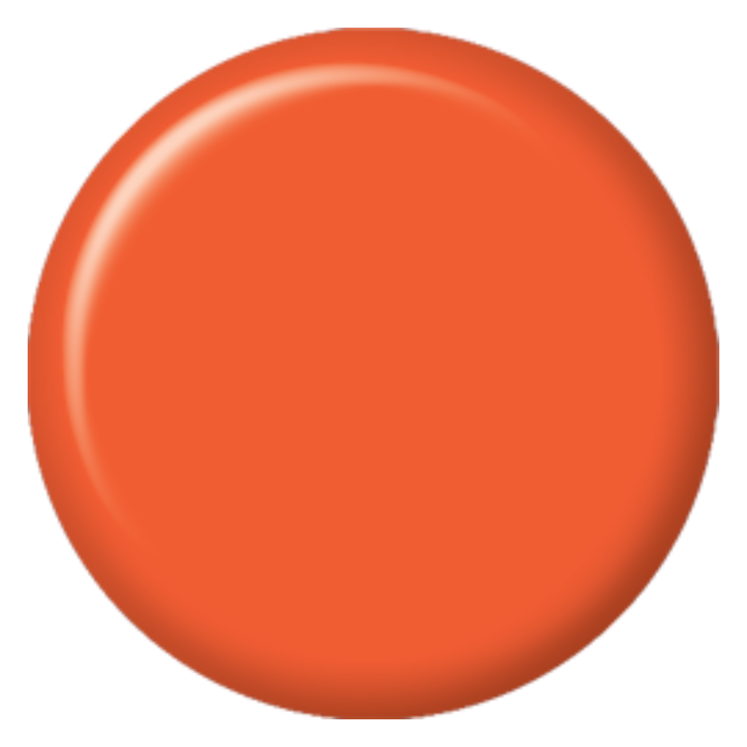 A glossy, circular Supernail acrylic powder color swatch of bright orange on a plain white background.