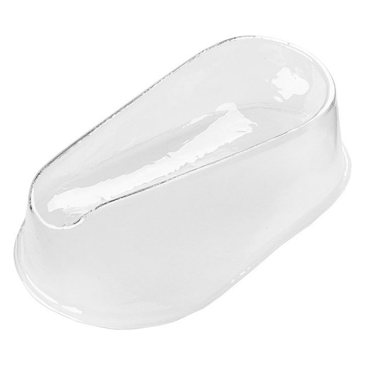 A clear, transparent plastic Prodip acrylic dipping tray with an elongated, rounded shape, shown on a solid white background.