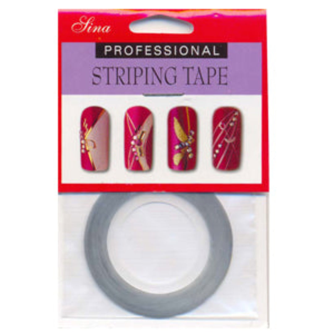 A803 Silver Nail Art Striping Tape | Striping tape packaging with nail art designs on a white background