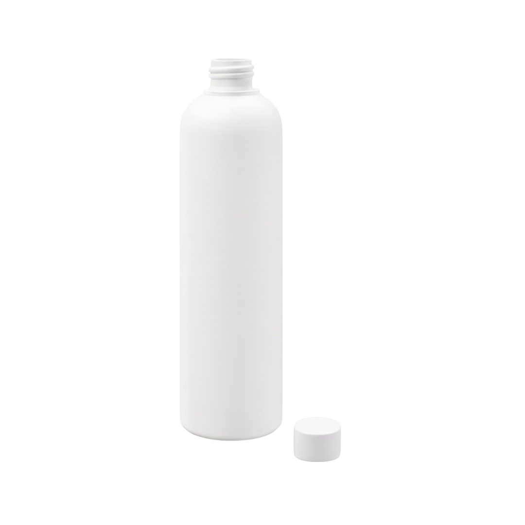 A plain 250ml white plastic bottle with an open neck and a separate white cap, shown on a clean white background.