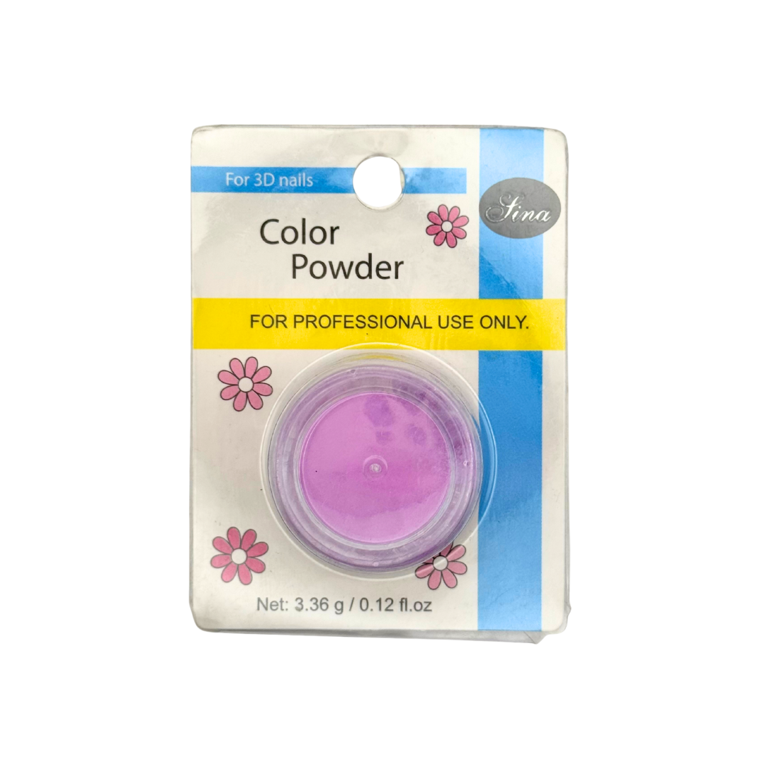 Acrylic Color powder packaging with pink powder in a small container on a white background