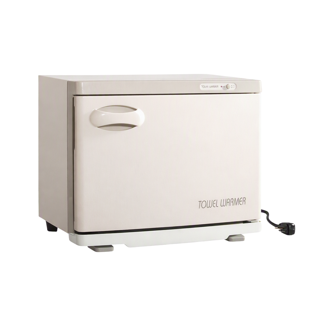 E061 Single Hot Towel Cabinet | Off white exterior of a white Hot Towel Cabinet on a white background