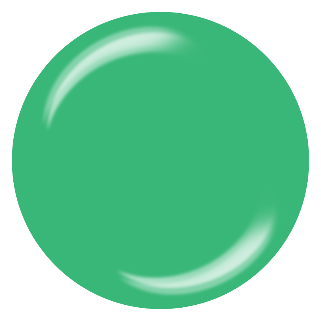 A glossy, solid Supernail Nail Gel green circular color swatch on a plain white background.