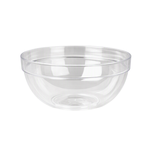 Manicure nail soaking round clear glass bowl on white background