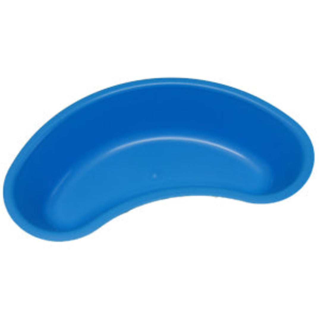I052G 25cm Blue Plastic Kidney Bowl | Blue plastic kidney shaped bowl on a white background
