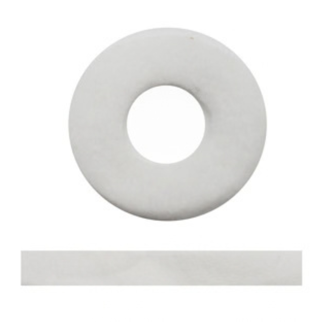 A white circular ring-shaped felt pad shown above a matching flat rectangular felt strip for used with a facial steamer on a plain white background.