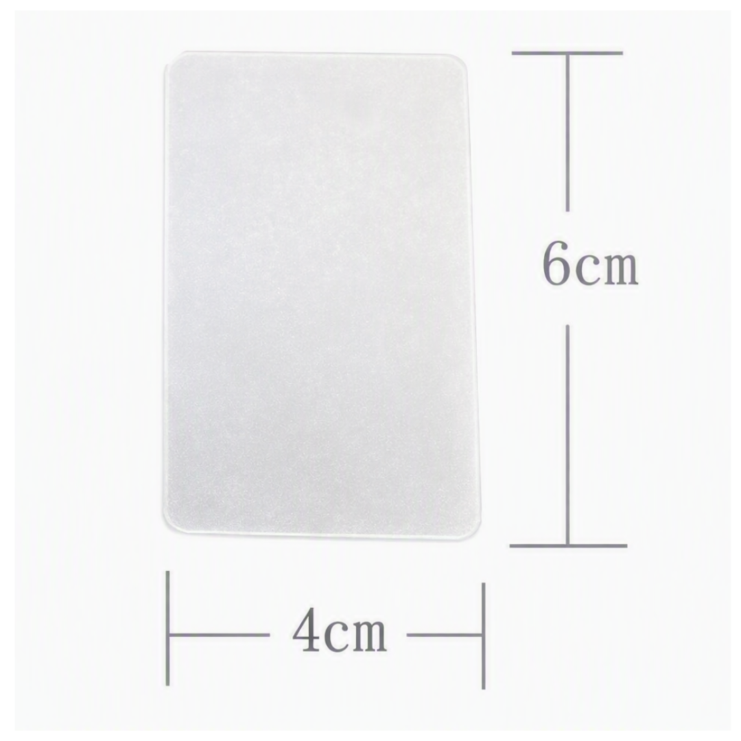 A white rectangular nail art scraper shown on a white background with dimension lines and labels indicating 6 cm height and 4 cm width.
