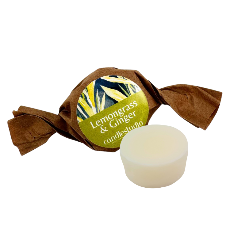 Wax melt with fragrance in brown wrapping 