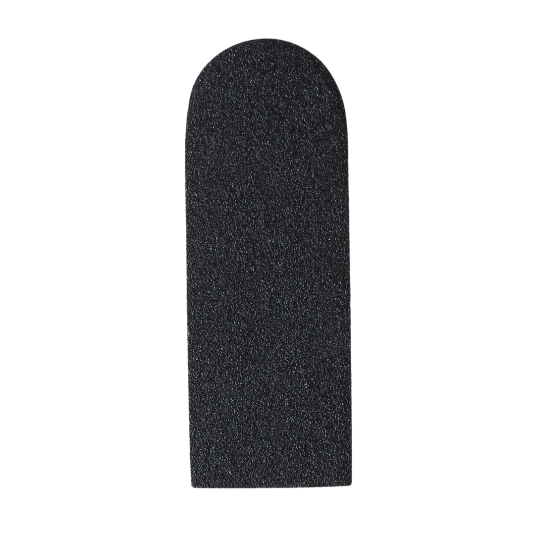 Disposable black grit pad for stainless steel foot file on a white background