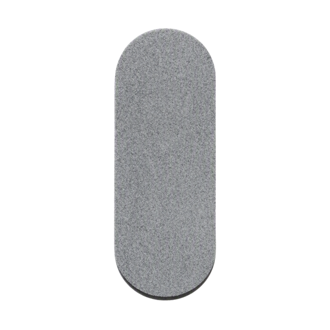 A gray disposable 150 grit pad with rounded corners for oval foot file, shown vertically against a plain white background.