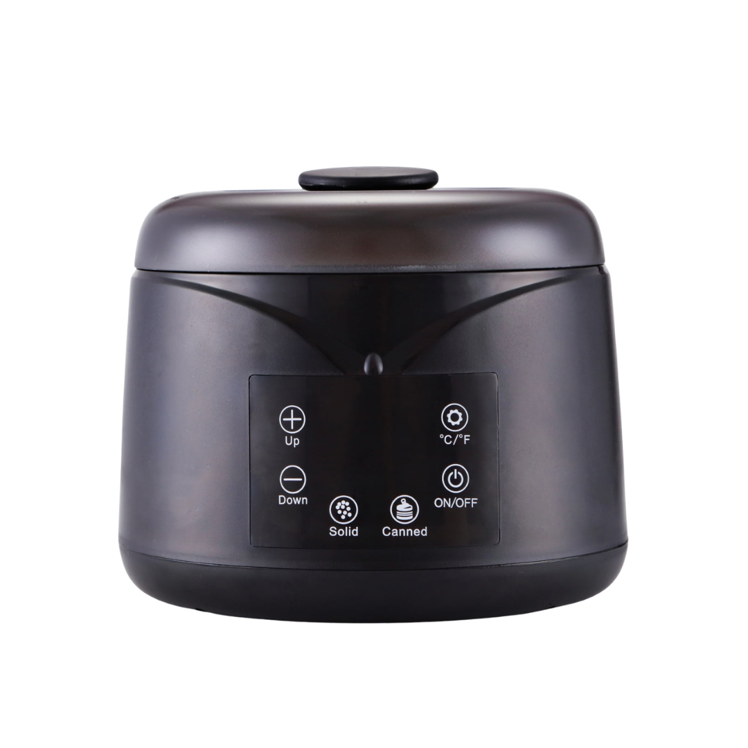 Black 500g wax warmer with lid, digital display and variable temperature settings 