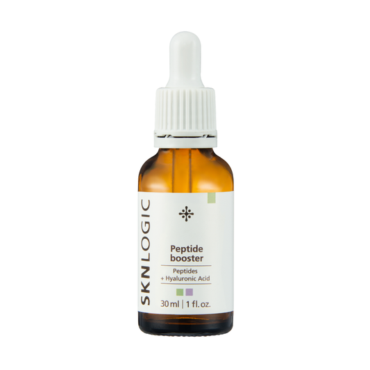 SKN140 SKNLOGIC Peptide Booster Serum 0ml | SKNLOGIC Peptide booster serum in a 30 ml amber glass dropper bottle with a white cap and white label.