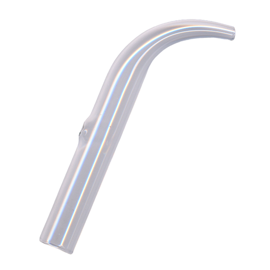 A curved, transparent glass vacuum suction ventouse with a smooth, glossy finish, shown against a plain white background.