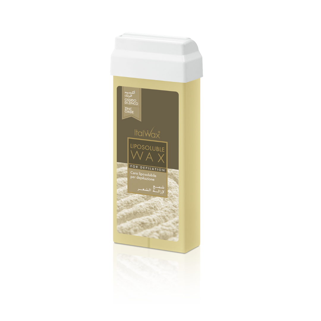 W244 Italwax  Zinc Oxide Cold Strip Wax Roller | An Italwax Zinc Oxide Cold Strip Wax roller cartridge, for arm and leg hair removal, with a branded Italwax label on a white background