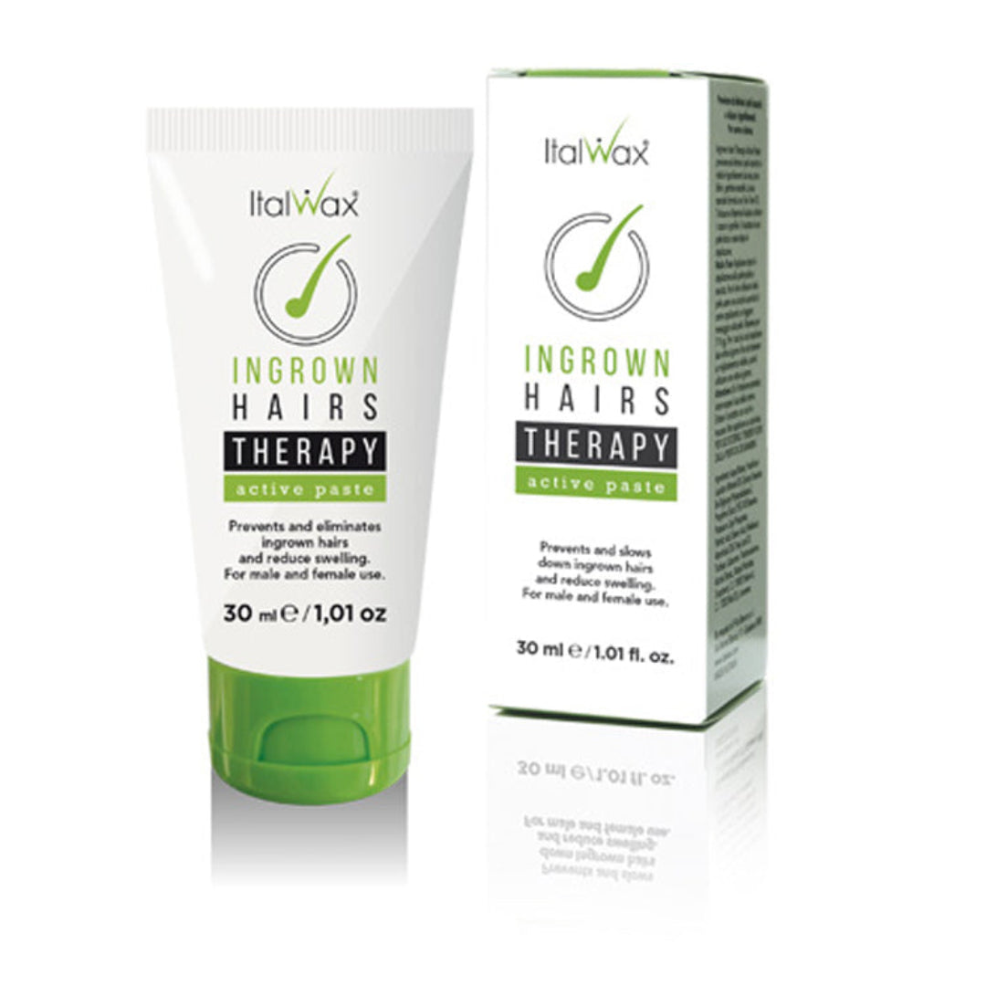 W402 Italwax 30ml After Wax Ingrown Hair Paste | Italwax ingrown hair therapy in white tube with green lid and packaging box