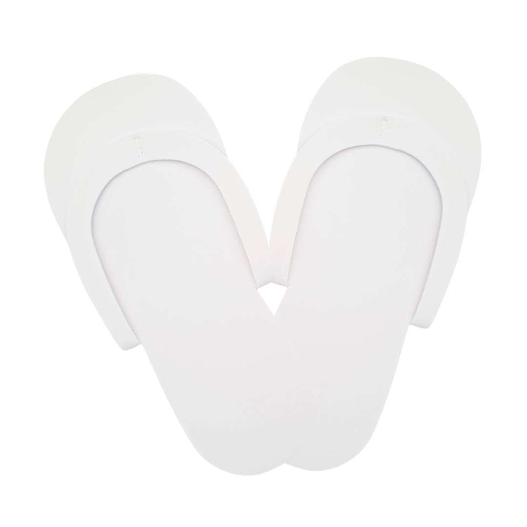 Z701A White Disposable EVA foam slippers | Two white disposable EVA foam slippers on a white background