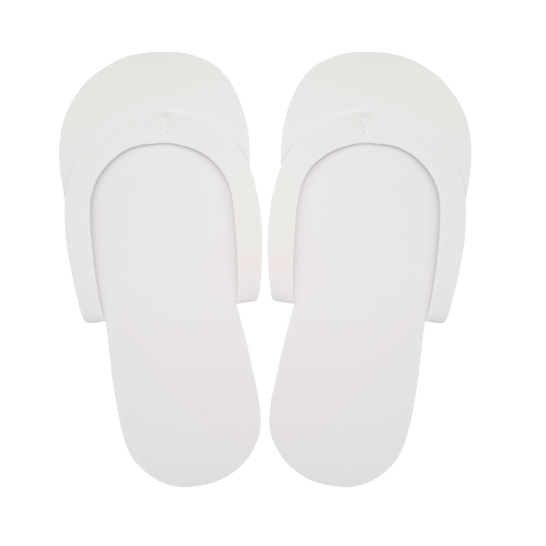 Z701A White Disposable EVA foam slippers | Pair of white EVA foam slippers on a white background