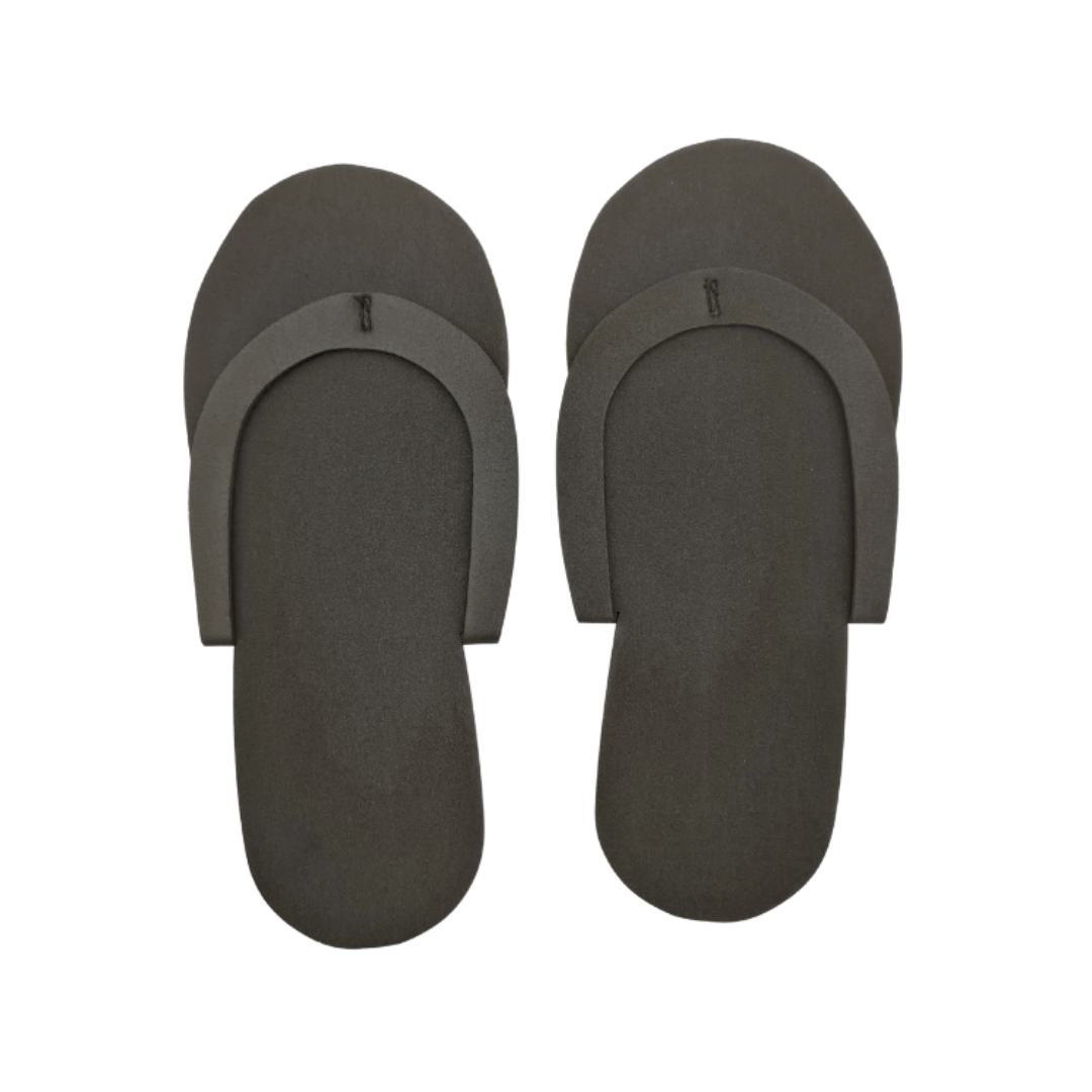 Z701C Grey Disposable EVA foam slippers | Pair of gray flip-flops on a white background