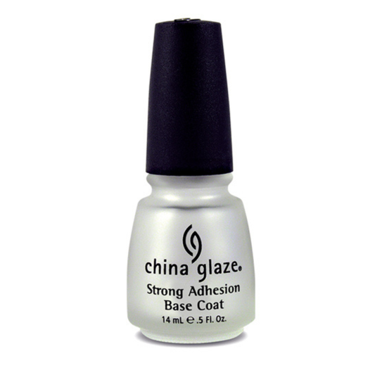 China Glaze Strong Adhesion Base Coat nail polish bottle with black cap on a white background