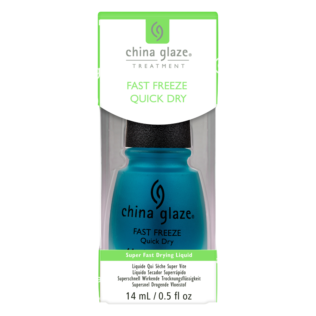 China Glaze quick dry fast freeze nail polish bottle with packaging on a white background