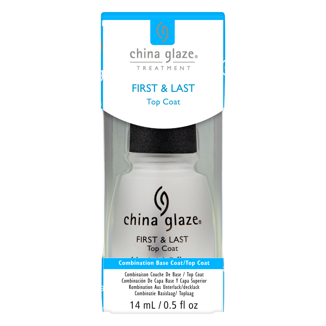 China Glaze top and base coat in one bottle with packaging on a white background