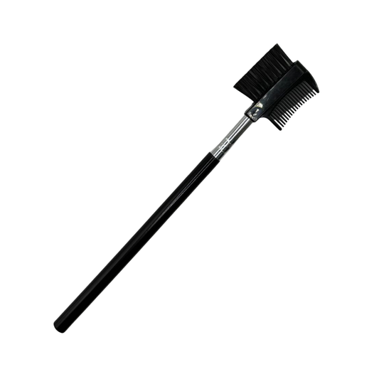 Black brush with a long handle on a white background
