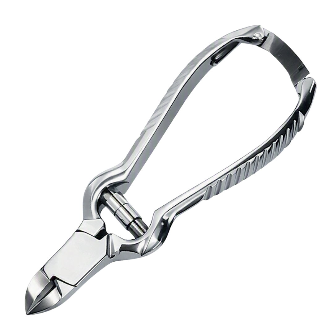 A polished stainless steel thick toenail clipper shown on a clean white background.