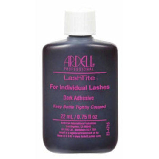 130430   A 22ml plastic bottle with black Ardell Lashtite lash adhesive on a white background