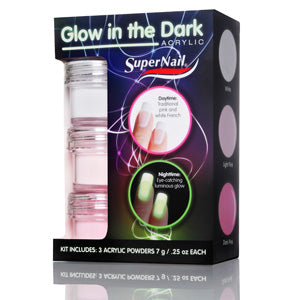Supernail Glow In the Dark Acrylic Kit contain 3 acrylic powder