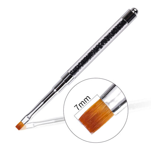 7mm Bristles No. 4 Gel Nail Brush with Clear Black Crystal handle