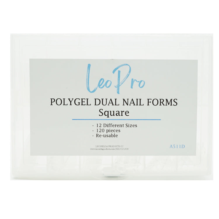 Poly Gel Dual Nail Forms - Square C-curve shaped 120piece boxed