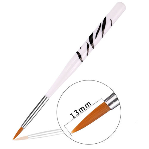 Nail Art Brush Set Wooden Zebra  Print Handles 13mm brush