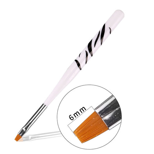 Nail Art Brush Set Wooden Zebra  Print Handles 6mm Flat