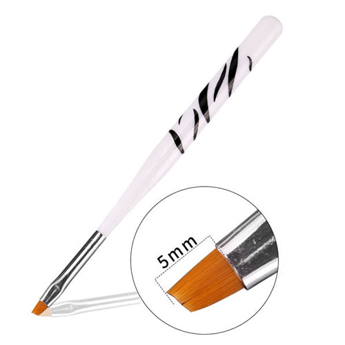 Nail Art Brush Set Wooden Zebra  Print Handles 5mm Angled