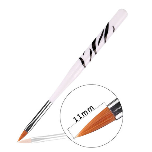 Nail Art Brush Set Wooden Zebra  Print Handles 11mm Pointed