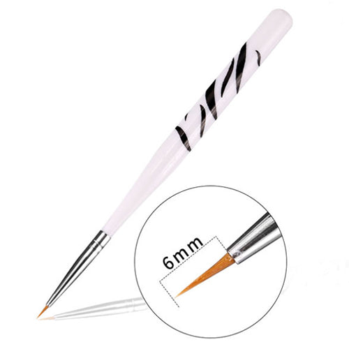 Nail Art Brush Set Wooden Zebra  Print Handles 6mm Pointed