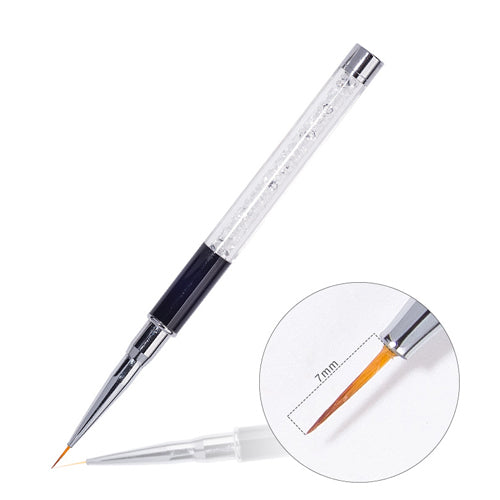 7mm Nail Art Liner Brush with crystal handle to draw lines, short strokes, delicate details and fill in colours on nail