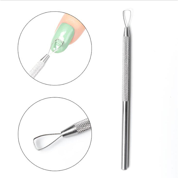 Stainless Steel Metal Gel Remover Tool with one loop to successfully remove gel from nails