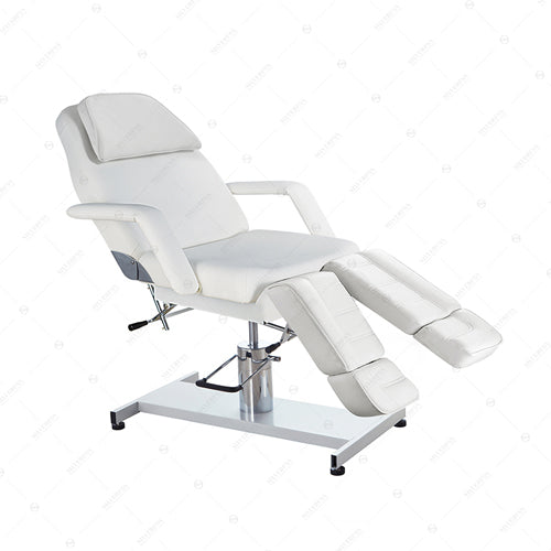 Pedicure Chair Bed Manual Deluxe in White vinyl