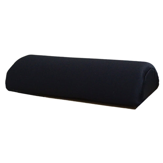 A black cylindrical bolster pillow with a smooth fabric cover, shown on a plain white background.